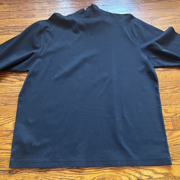 L.L.Bean Men's XL Reg Carefree Unshrinkable Black Mock Neck Long Sleeve T-Shirt - Picture 5 of 8